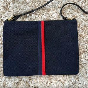 NWT and Dust Bag Clare V Sac Betelle Perforated Suede Navy Crossbody